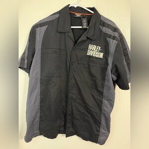 Harley Davidson shirt mens XL vented short sleeve black gray embroidered